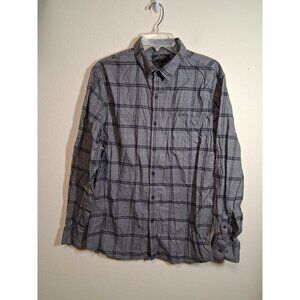 Marc Anthony Button Down Shirt Business Casual Gray Check Plaid Mens Size XL AL1
